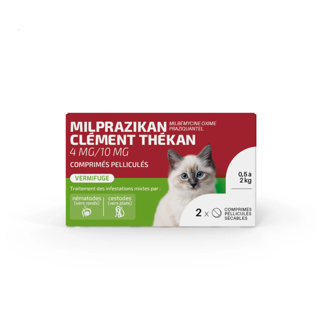 MILPRAZIKAN - 4 mg/10 mg  Comprimés pelliculés pour petits chats et chatons - 2 comprimés Lariboisière Shop