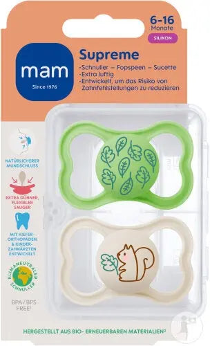 Mam - Sucette Supreme Silicone Pure 6-16 Mois Unisex - 2 Pièces Lariboisière Shop