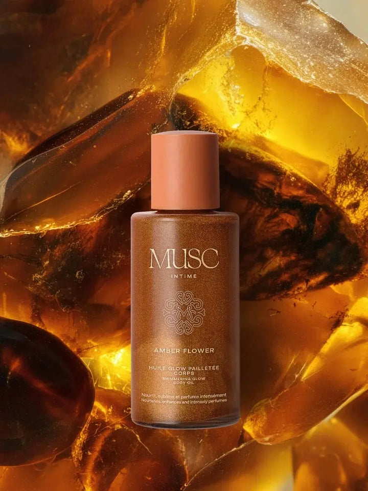 Musc Intime Huile Glow Pailletée Corps Amber Flower 100 ml Lariboisière Shop