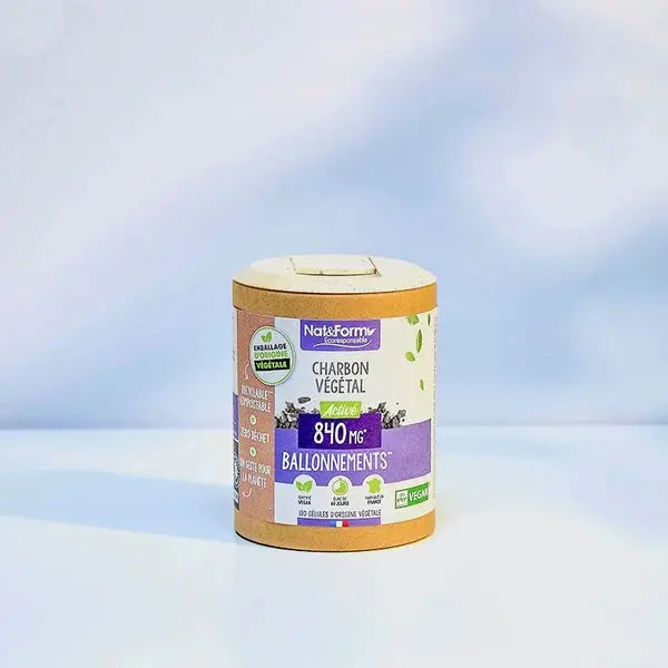 Nat & Form - Charbon végétal activé en gélules - 120 gélules Lariboisière Shop