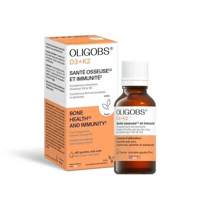 OLIGOBS - D3 + K2 Santé Osseuse et Immunité - Flacon de 15ml Lariboisière Shop