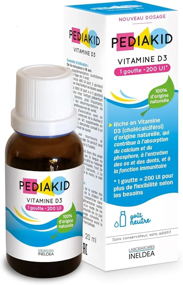 PEDIAKID Vitamine D3 Gouttes Buvables 20 ml – Dès la naissance Lariboisière Shop