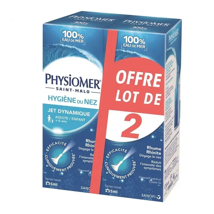 PHYSIOMER Hygiène Nasale Jet Dynamique – Lot de 2 × 135 ml Lariboisière Shop