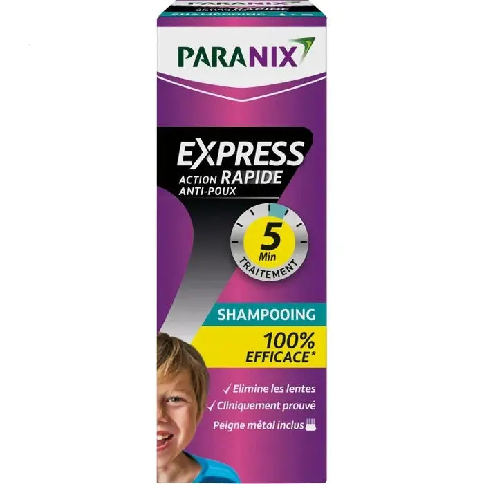 Paranix - EXPRESS 5 MINUTES - Shampoing Anti-Poux et Lentes + Peigne - 200ml Lariboisière Shop