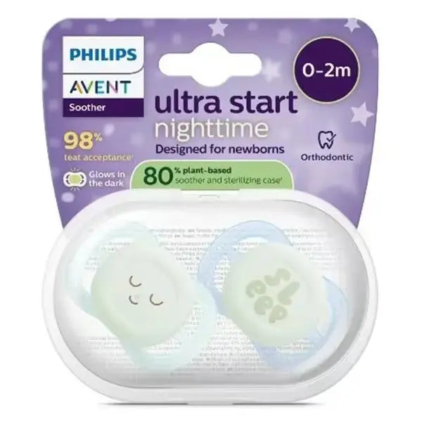 Philips Avent Ultra Start Nuit – Lot de 2 sucettes 0 à 2 mois Lariboisière Shop