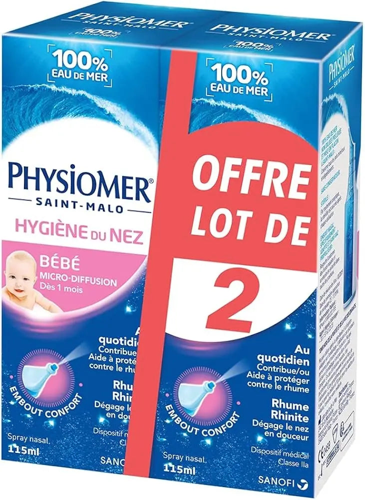 Physiomer Hygiène du Nez Bébé Micro-diffusion Lot de 2 Lariboisière Shop