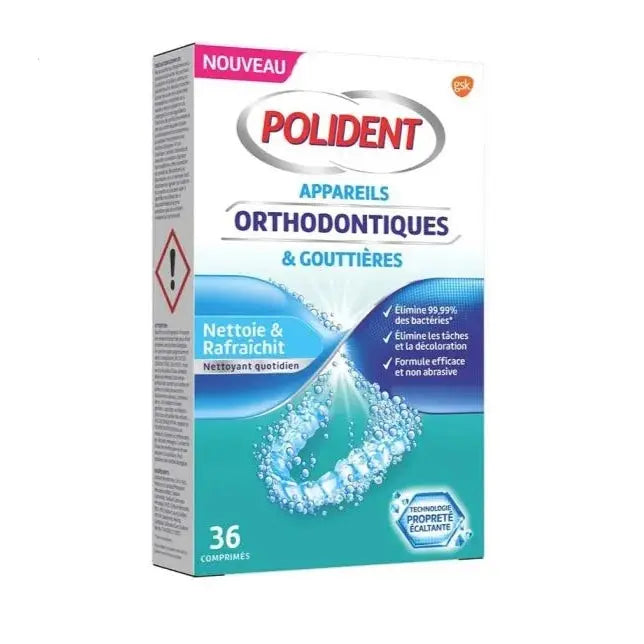 Polident - APPAREILS ORTHODONTIQUES ET GOUTIÈRES - Néttoie et Raffraîchit - 36 comprimés Lariboisière Shop