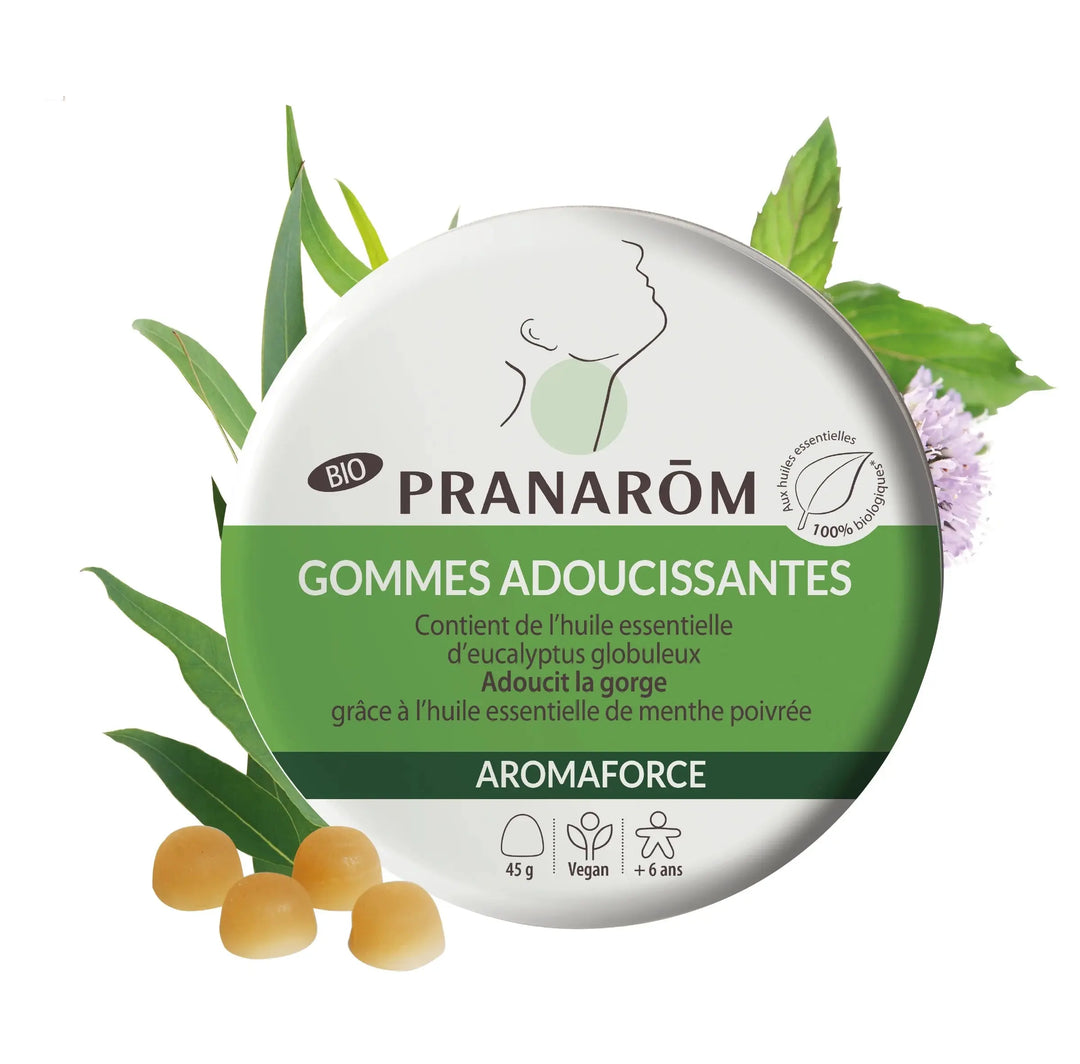 Pranarôm Aromaforce Gommes Adoucissantes Menthe & Eucalyptus Bio – 45 g Lariboisière Shop