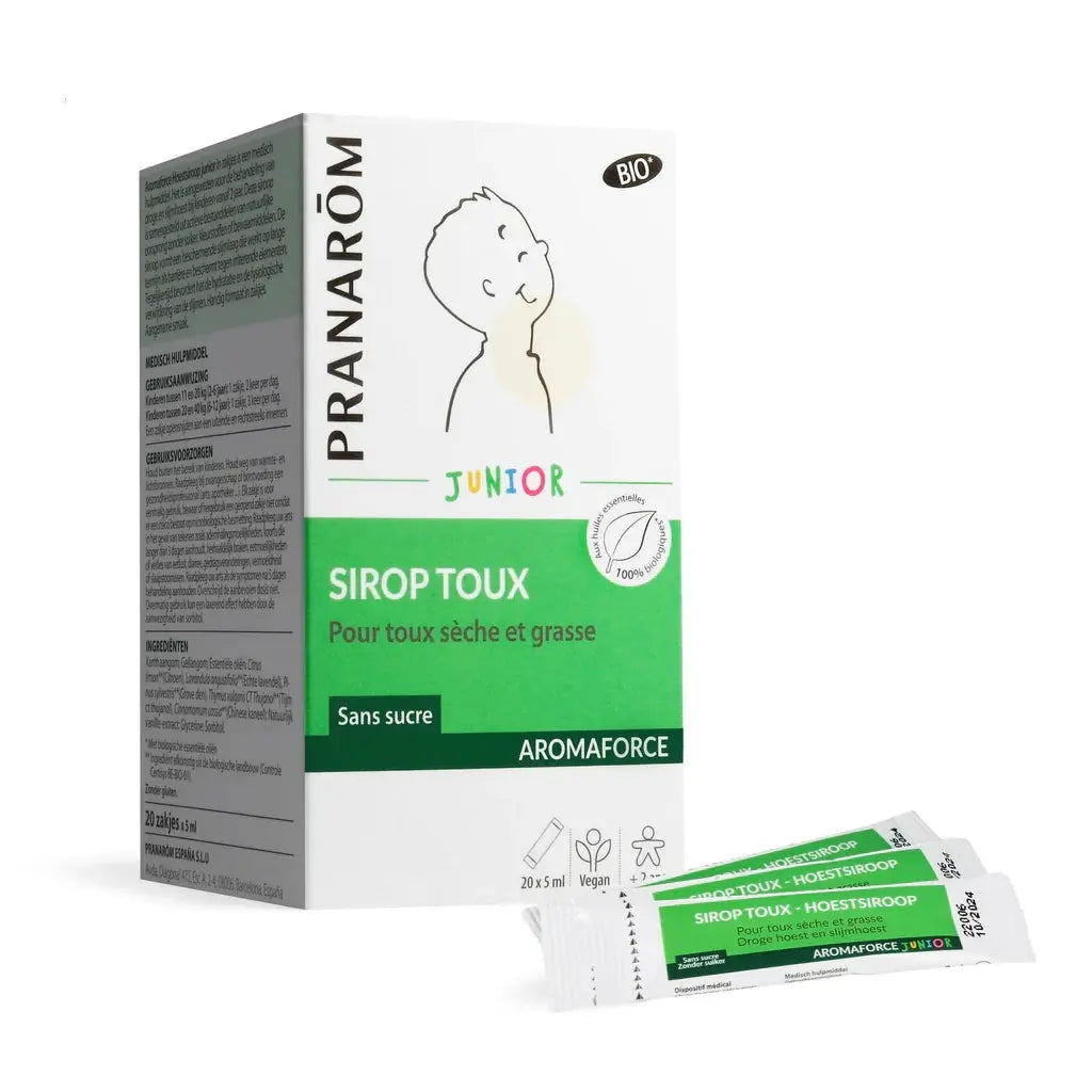 Pranarôm Aromaforce Junior Sirop Toux Bio – 20 Sticks de 5 ml Lariboisière Shop