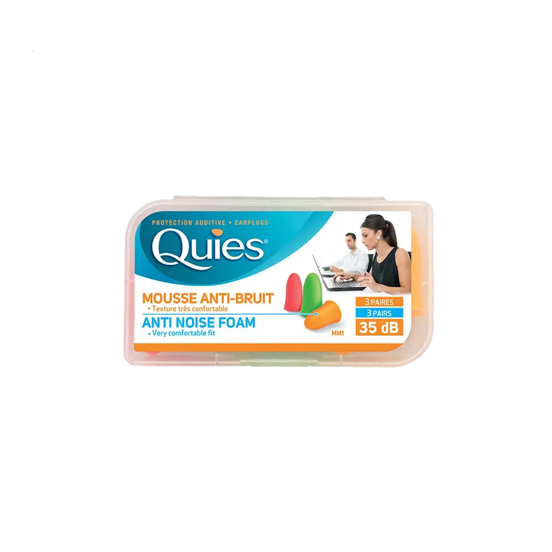 QUIES - Protection auditive mousse fluo - boîte de 3 paires Lariboisière Shop