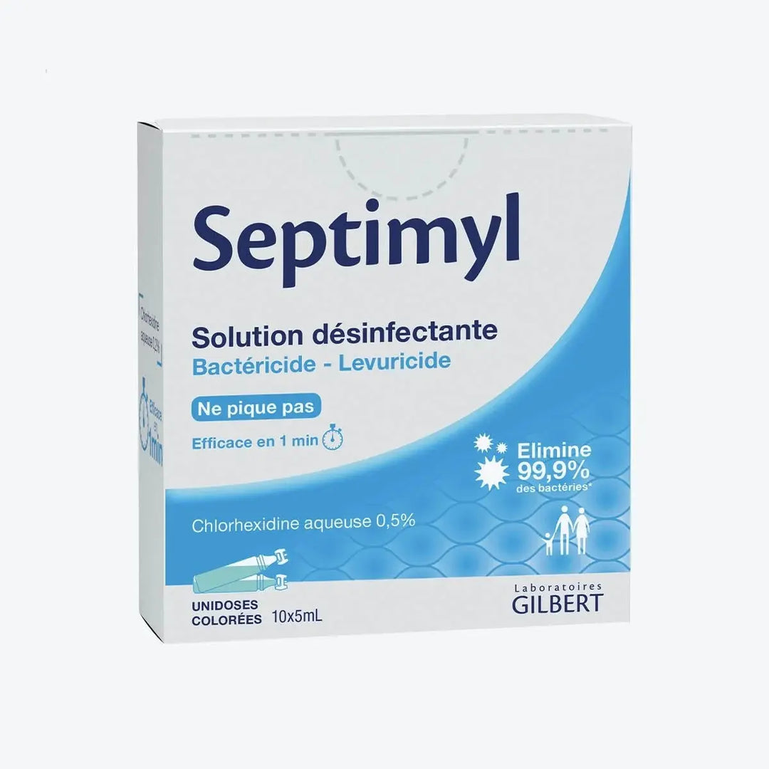 SEPTIMYL Solution Désinfectante Chlorhexidine Aqueuse 0,5 % 10 Unidoses de 5 ml Lariboisière Shop