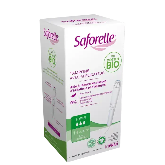 Saforelle - COTON PROTECT - Tampons Super Avec Applicateur Coton Bio - 14 Tampons Lariboisière Shop