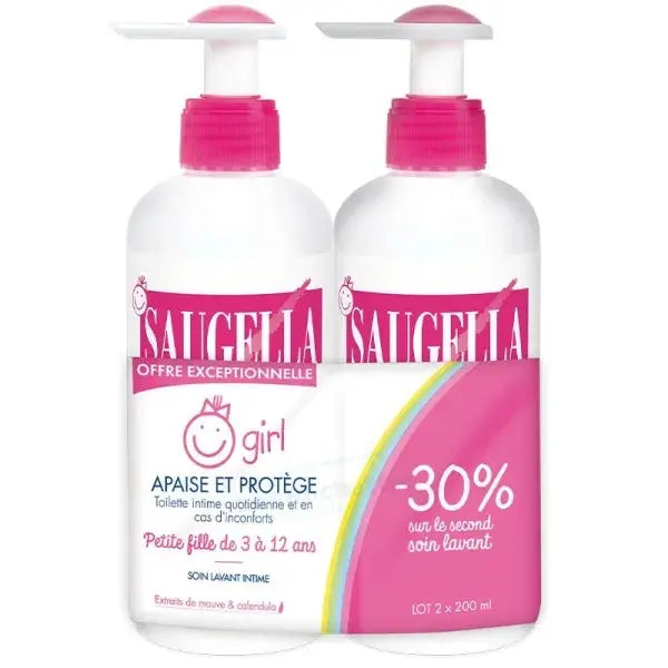 Saugella - Girl - Soin intime apaisant pour jeunes filles - usage quotidien - 2 x 200 ml Lariboisière Shop