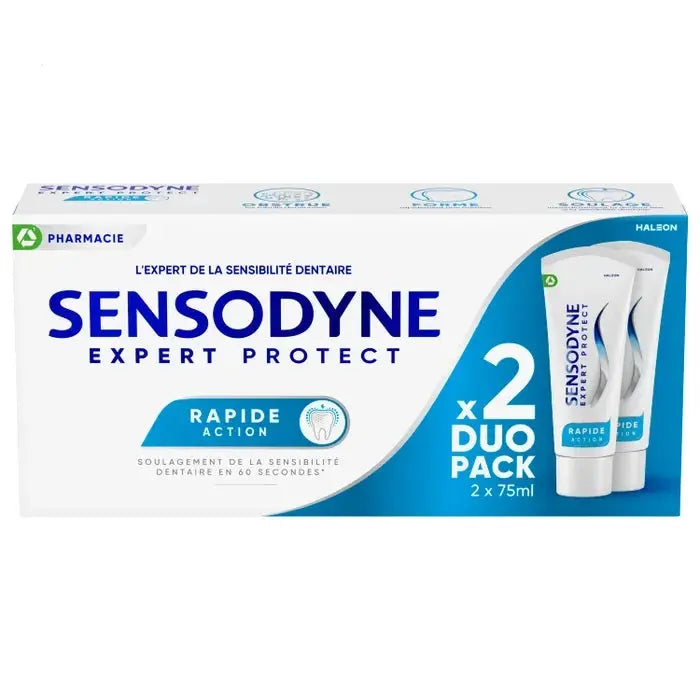 Sensodyne - RAPIDE ACTION - Dentifrice Protection Longue Durée - 2x75ml Lariboisière Shop