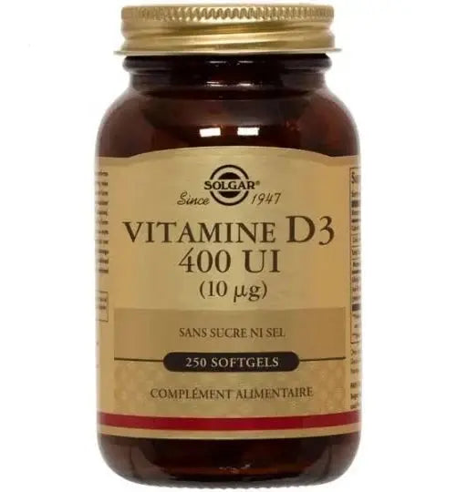 Solgar Vitamine D3 400 UI – 250 Softgels Lariboisière Shop
