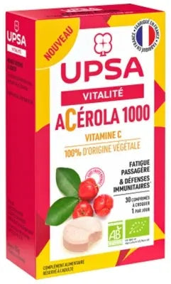 UPSA Acérola 1000 Bio – 30 Comprimés à Croquer Lariboisière Shop