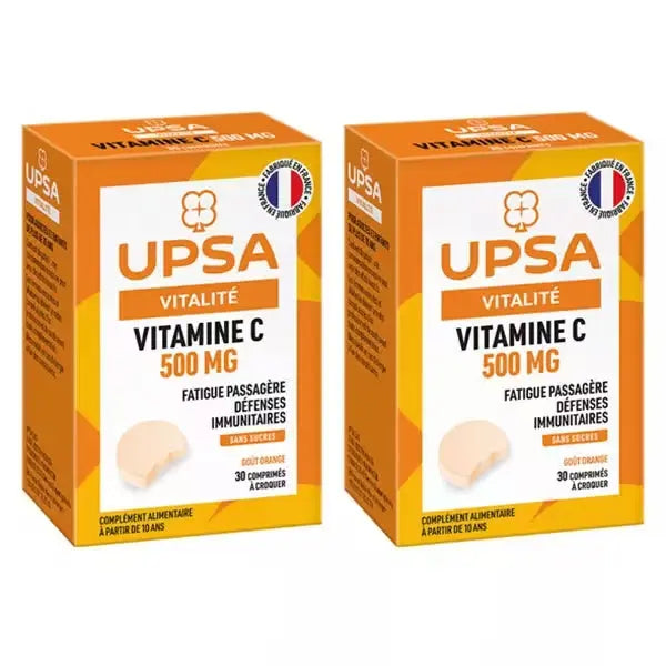 UPSA Vitamine C 500 mg à Croquer – 2 × 10 Comprimés Lariboisière Shop