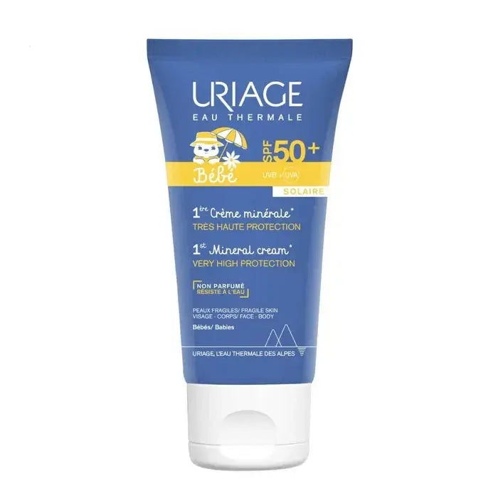 Uriage BEBE - 1ère Crème Minérale SPF50+ - Visage et Corps - Peaux Fragiles - 50ml Lariboisière Shop